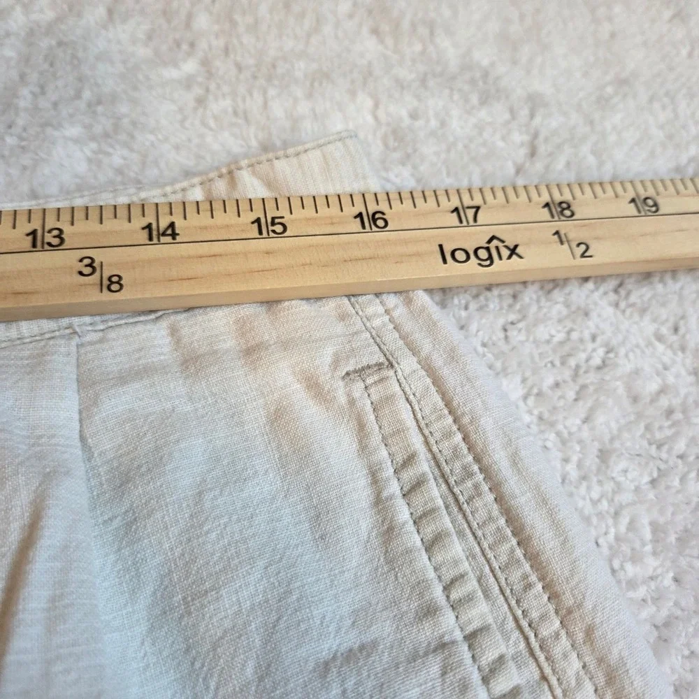 Baxter Brand Natural Clothing Co Mens 34 Cream Linen Blend Pleated Cuffed Pants